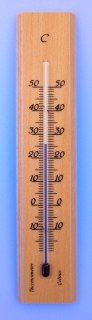 Teploměr 14x3cm pokoj. -15°C+50°C, dř.přír.