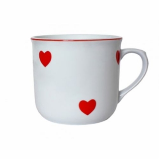 Hrnek 650ml VAŘÁK-SRDCE Červ., čes.porcelán