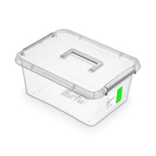 Antibakteriální box 12,5 l 39x29x16,5cm,rukojeť, transp.plast