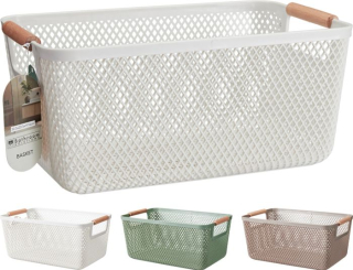 Košík 36x23x16cm, 3barvy, plast, ucha Bambus