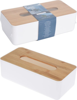 Box 26x13x 8cm na papír.ubrousky, bambus/plast